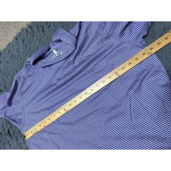 Peter Millar Mens Striped Golf Polo Shirt L Blue & Purple Short Sleeve - Picture 5 of 5